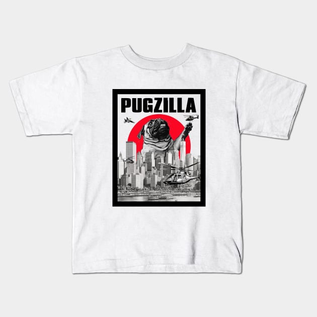 Pugzilla: The Pug Terror Kids T-Shirt by DreaminBetterDayz
